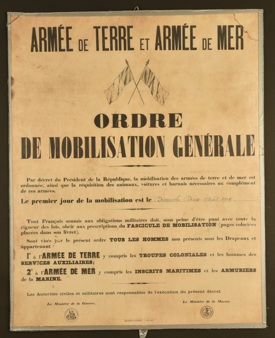 Affiche Originale De Lordre De Mobilisation Générale Daoût 1914 Aiolfi Gbr